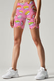 Soymates Karen Pink Sushi Print Performance Yoga Biker Shorts - Women