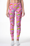 Soymates Lucy Pink Sushi Printed Cute Leggings Yoga Pants - Women