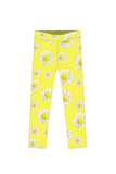 Striking Daisy Lucy Bright Yellow Floral Print Active Leggings - Girls