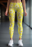 Striking Daisy Lucy Bright Yellow Printed Leggings Yoga Pants - Women