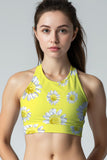 Striking Daisy Starla Bright Yellow Padded Crop Top Sports Bra - Women