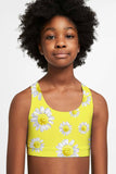 Striking Daisy Stella Bright Yellow Seamless Sport Bra Crop Top - Kids