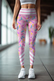 Sugar Baby Lucy Pink Candy Print Bright Leggings Yoga Pants - Women