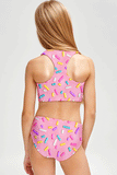 Sugar Baby Claire Pink Candy Print Cute Two-Piece Swimwear Set - Girls - Pineapple Clothing