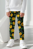 Sunnyflower Lucy Black & Yellow Cute Floral Printed Leggings - Kids