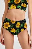 Sunnyflower Cara Black Yellow High-Waist Hipster Bikini Bottom - Women