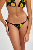 Sunnyflower Linda Black Yellow Side Tie Cheeky Bikini Bottom - Women