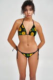 Sunnyflower Linda Black Yellow Side Tie Cheeky Bikini Bottom - Women