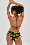 Sunnyflower Sara Black Yellow Strappy Triangle Bikini Top - Women