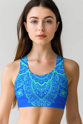 Surfing Nirvana Stella Blue Boho Seamless Racerback Sports Bra - Women
