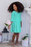 Sweet Mint Skater Fit & Flare 3/4 Sleeve Easter Party Dress - Girls