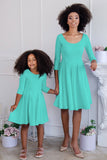 Sweet Mint Skater Fit & Flare Easter Party Mommy and Me Dresses