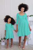 Sweet Mint Skater Fit & Flare Easter Party Mommy and Me Dresses