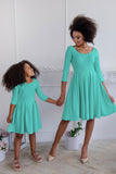 Sweet Mint Skater Fit & Flare Easter Party Mommy and Me Dresses