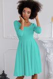 Sweet Mint Skater 3/4 Sleeve Easter Birthday Tea Party Dress - Women