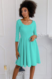 Sweet Mint Skater 3/4 Sleeve Easter Birthday Tea Party Dress - Women