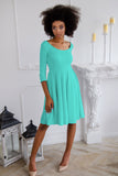 Sweet Mint Skater 3/4 Sleeve Easter Birthday Tea Party Dress - Women