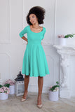 Sweet Mint Skater 3/4 Sleeve Easter Birthday Tea Party Dress - Women