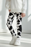 Te Amo MOO-cho Lucy White & Black Cow Print Cute Leggings - Girls
