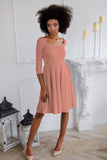 Terracotta Rose Skater 3/4 Sleeve Holiday Easter Party Dress - Women