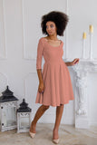 Terracotta Rose Skater 3/4 Sleeve Holiday Easter Party Dress - Women