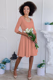 Terracotta Rose Skater 3/4 Sleeve Holiday Easter Party Dress - Women