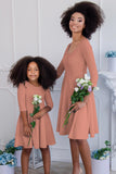 Terracotta Rose Skater Flowy 3/4 Sleeve Easter Party Dress - Girls