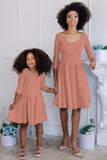 Terracotta Rose Skater Fit & Flare Easter Party Mommy and Me Dresses