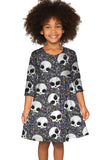 Too Cute to Spook Gloria Black Skull Print Empire Waist Dress - Girls - Pineapple Clothing