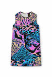 Trendsetter Adele Blue Pink Animal Print Holiday Shift Dress - Girls