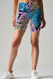 Trendsetter Karen Blue Pink Animal Printed Yoga Biker Shorts - Women