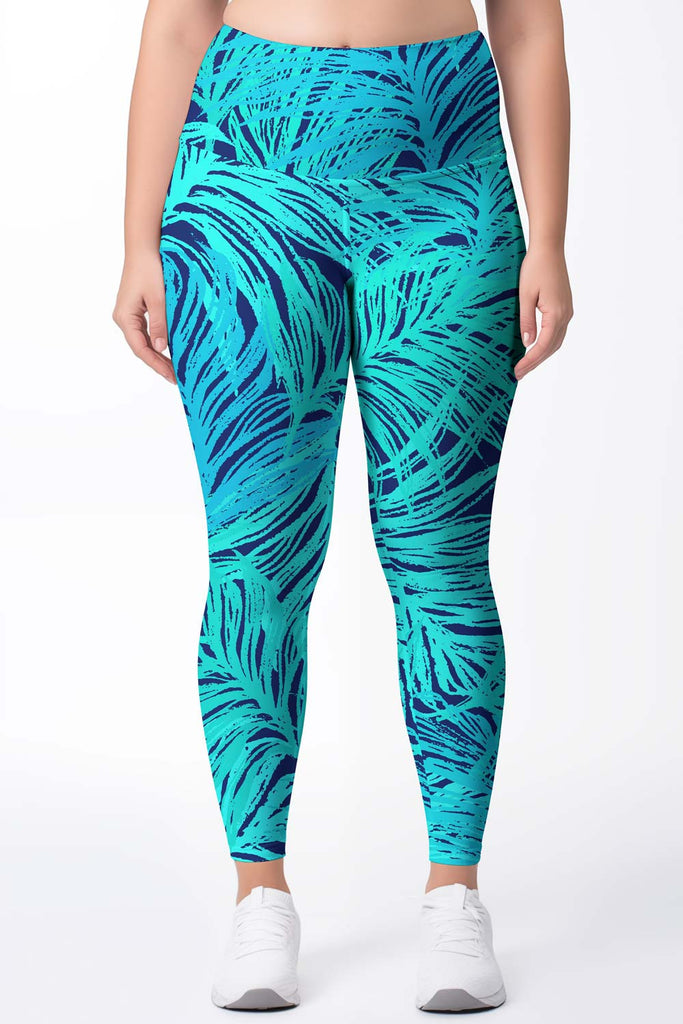 Lemon Slices and Tropical Ferns Beautiful Leggings One Size Curvy