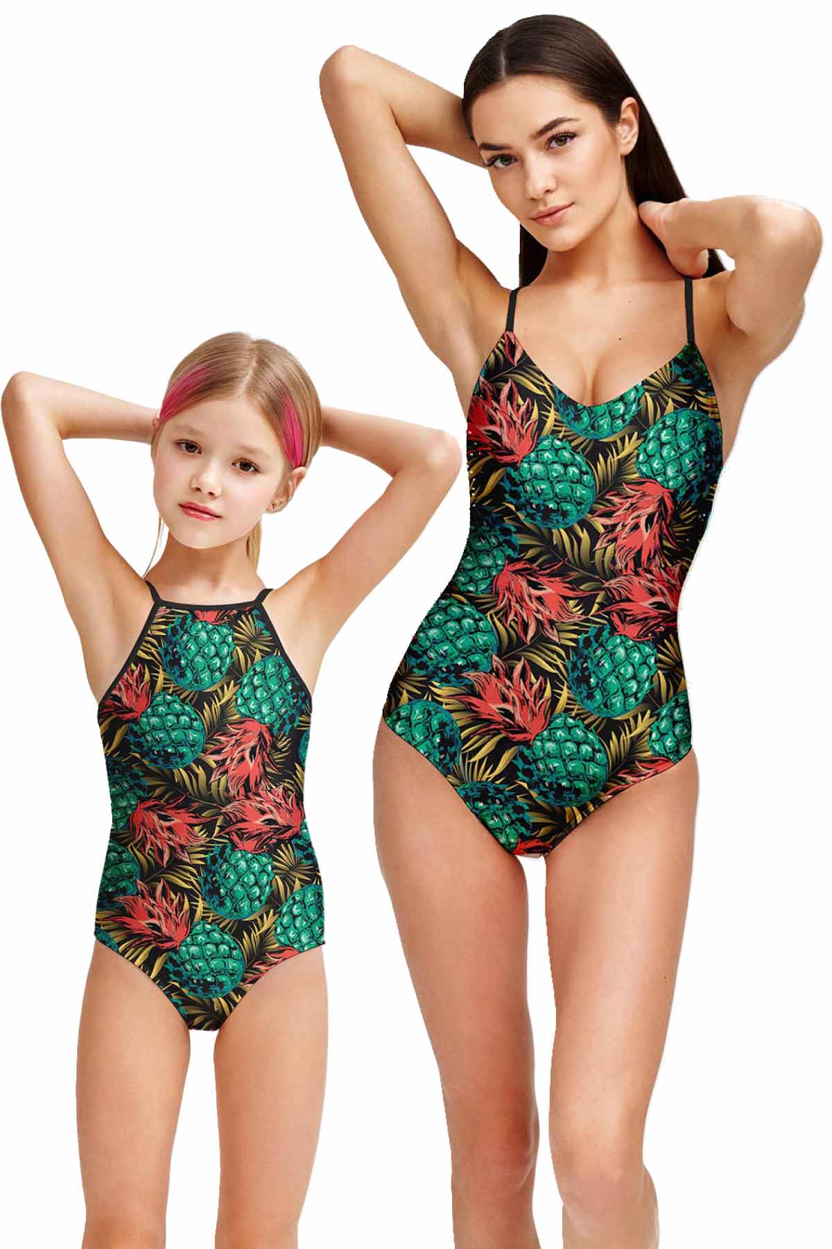Tropicana Pineapple Full Coverage One-Piece Swimsuits - Mommy and Me - Pineapple Clothing