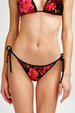 True Passion Linda Black Red Side Tie Cheeky Bikini Bottom - Women