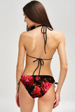 True Passion Sofia Black Red Loop Tie Cheeky Bikini Bottom - Women