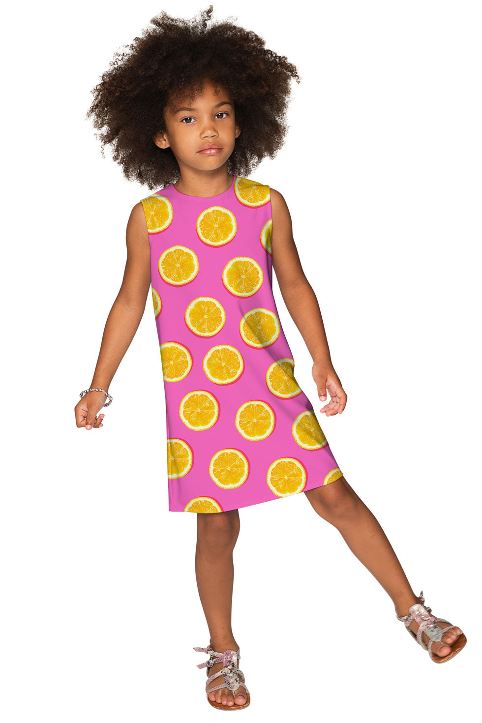 Tutti Frutti Adele Pink Lemon Print Birthday Party Shift Dress - Girls - Pineapple Clothing