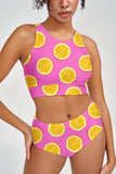 Tutti Frutti Cara Pink Lemon High-Waist Hipster Bikini Bottom - Women - Pineapple Clothing