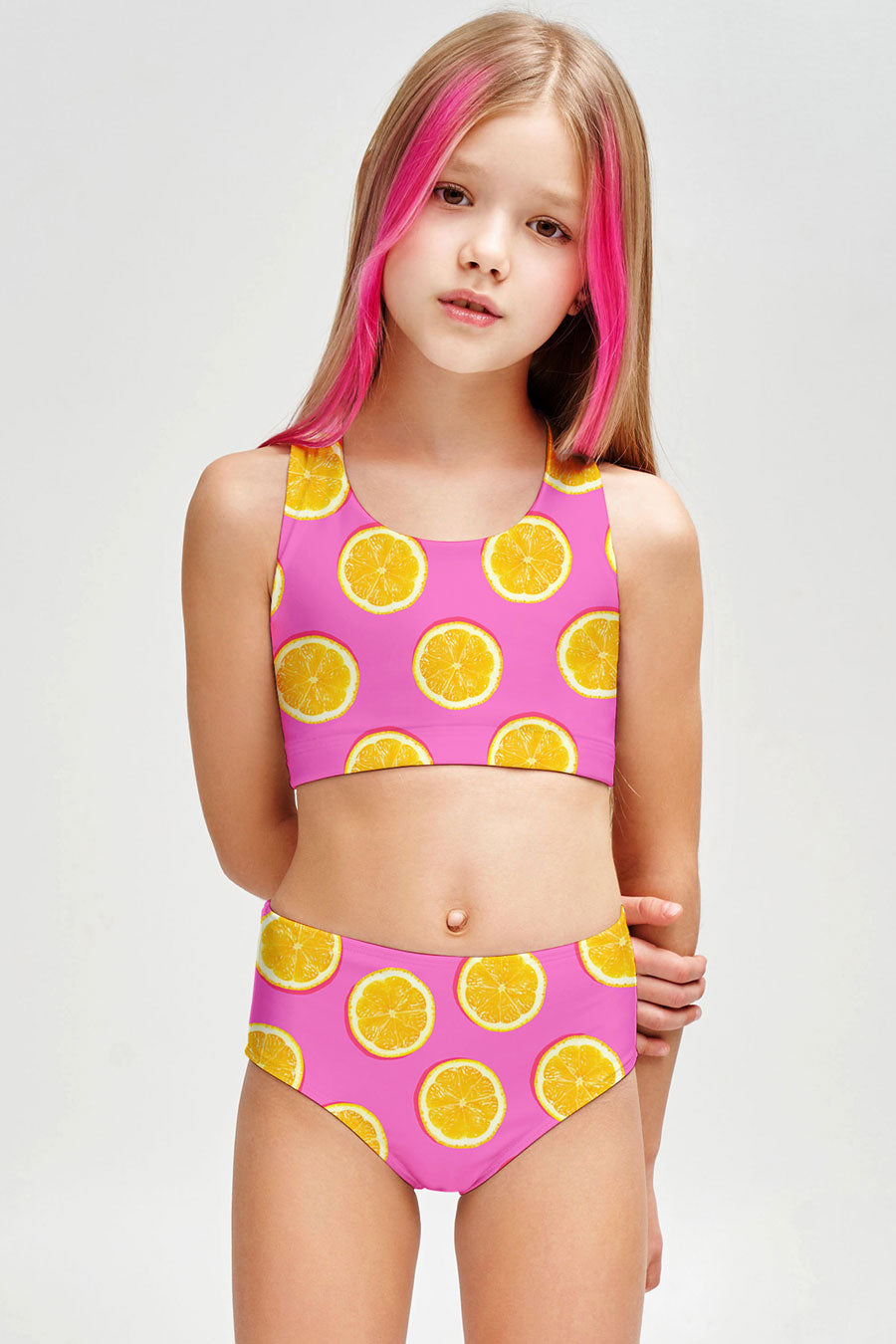 Tutti Frutti Claire Pink Two-Piece Swimsuit Sporty Swim Set - Girls - Pineapple Clothing