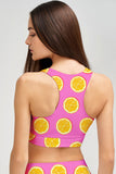 Tutti Frutti Starla Pink High Neck Padded Crop Top Sports Bra - Women - Pineapple Clothing