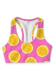 Tutti Frutti Stella Pink Lemon Print Racerback Sport Yoga Bra - Women - Pineapple Clothing