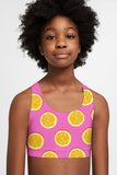 Tutti Frutti Stella Pink Seamless Racerback Sports Bra Crop Top - Kids - Pineapple Clothing