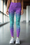 Ultraviolet Lucy Purple Glitter Print Chic Leggings Yoga Pants - Women