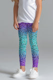 Ultraviolet Lucy Stunning Purple Glitter Print Leggings - Girls