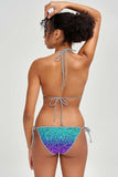 Ultraviolet Lara Purple Glitter Triangle String Bikini Top - Women - Pineapple Clothing