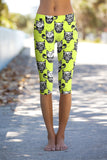 Voodoo Ellie Yellow Skeleton Print Workout Yoga Capri Leggings - Women - Pineapple Clothing