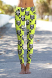 Voodoo Lucy Yellow Goth Skeleton Print Gym Leggings Yoga Pants - Women - Pineapple Clothing