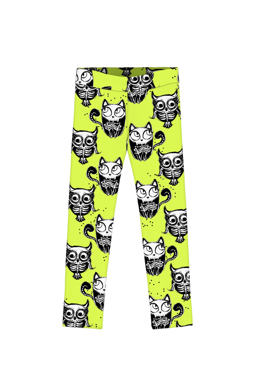 Voodoo Lucy Yellow Skeleton Printed Halloween Sporty Leggings - Girls - Pineapple Clothing
