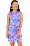 Making Waves Adele Purple Mermaid Print Mini Shift Prom Dress - Women - Pineapple Clothing