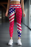 Americana Lucy Red & Blue Printed Leggings Yoga Pants - Women