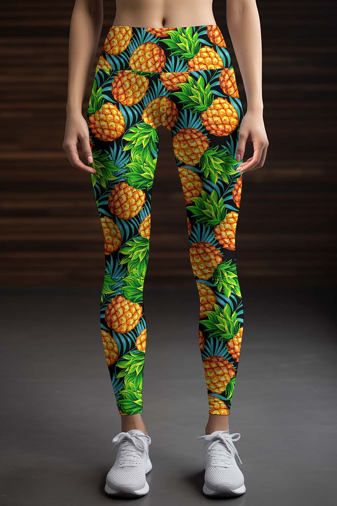 Fruit Pineapple Women's Yoga Pants High Waisted Workout Leggings Stretch  Athletic Gym Print Long Pants